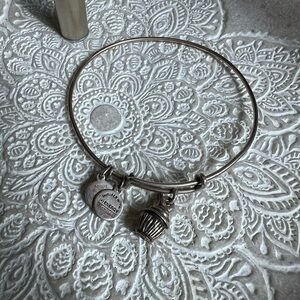 Alex and Ani Cupcake Charm Bangle Bracelet – Adjustable Silver Tone